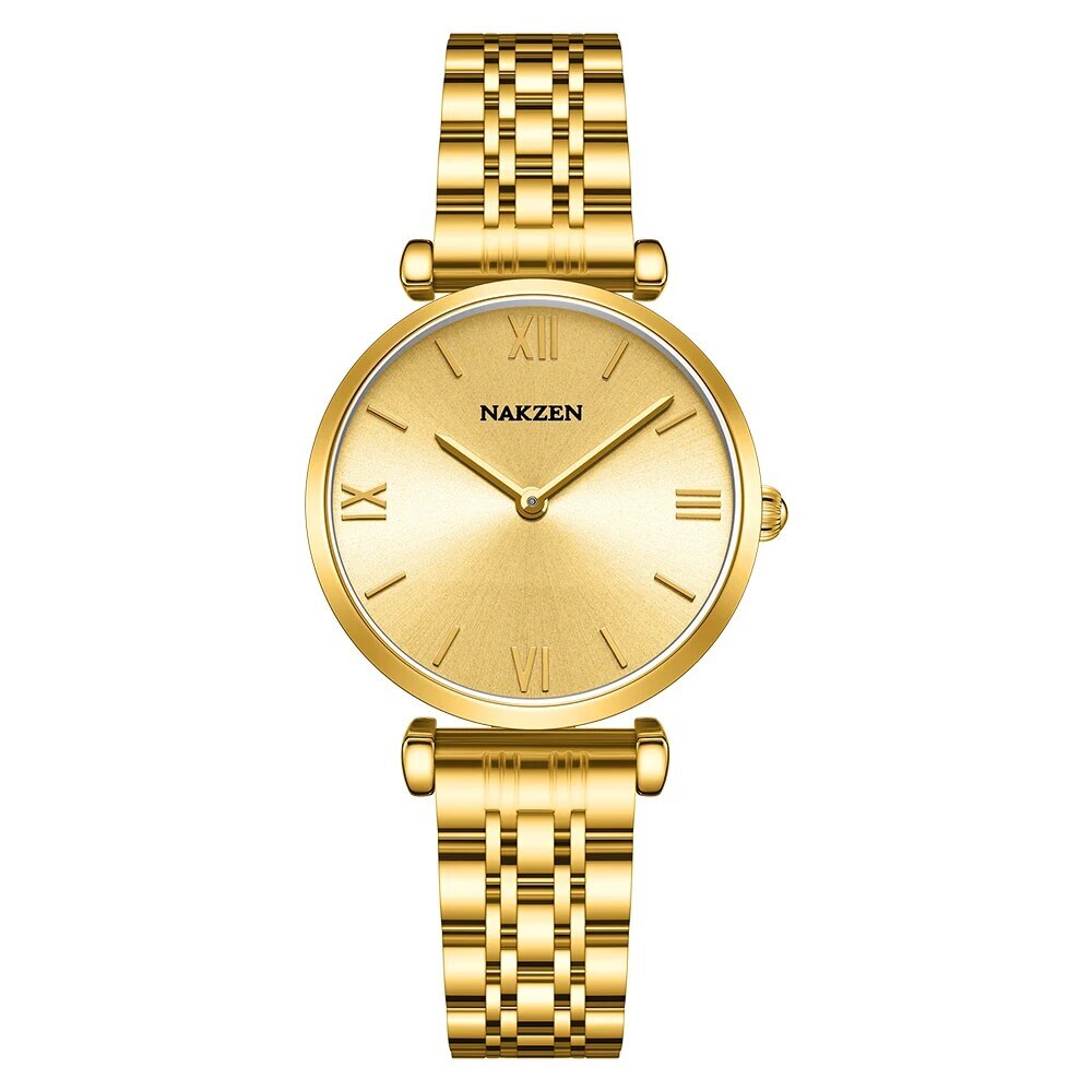 NAKZEN Luxury Crystal Watch Women Waterproof Rose Gold Steel Strap Ladies Wrist Watches Top Brand Bracelet Clock Relogio Feminino 4153-8
