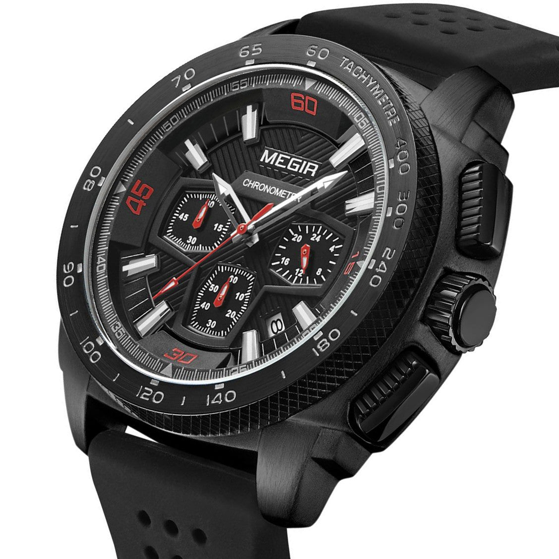 MEGIR Chronograph Men Sport Watches Fashion Silicone Strap Military Quartz Wristwatch Clock Relogio Masculino 2056-11