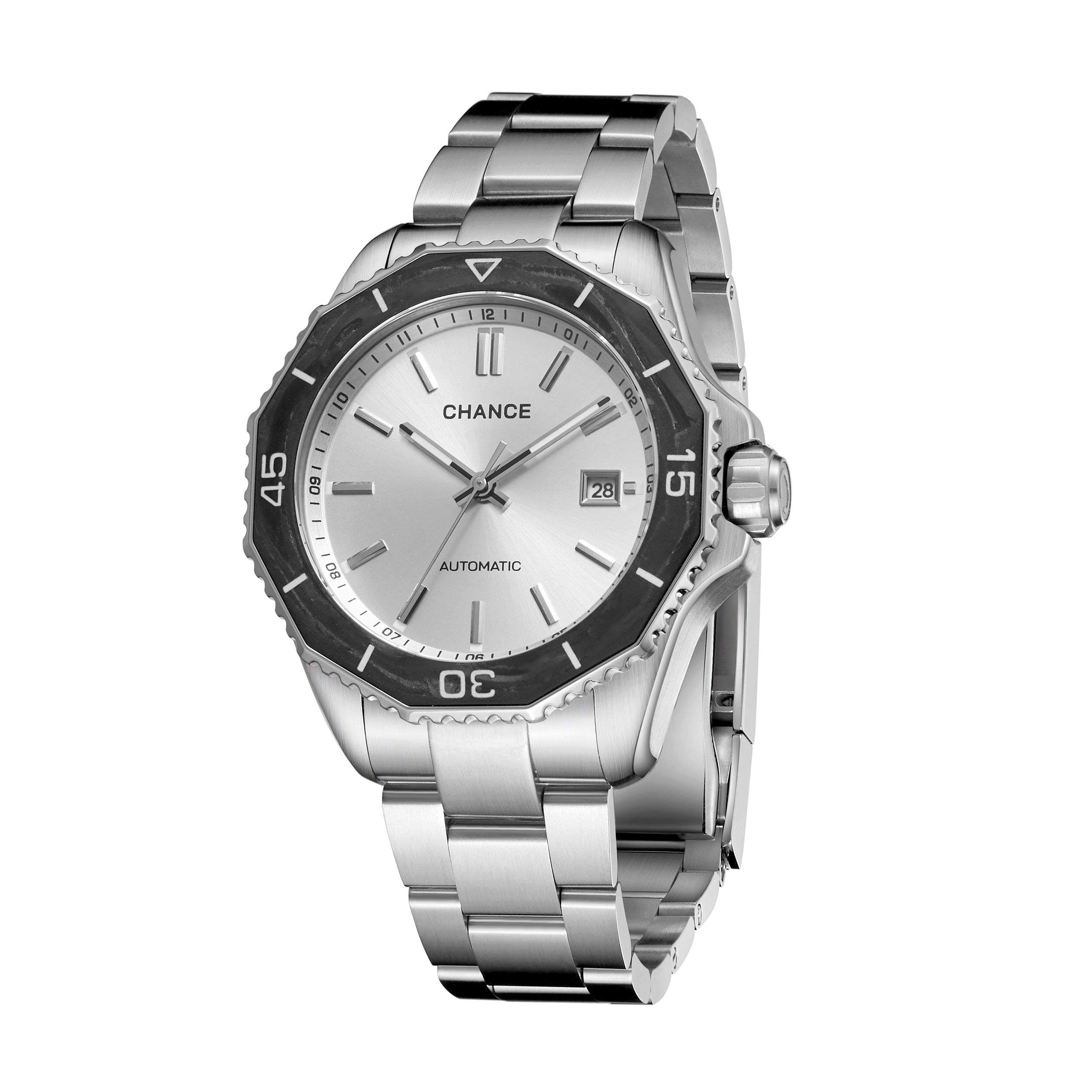 CHANCE Automatic Mechanical Watches Movement 10Bar Waterproof Stainless Steel Sapphire Glass Business Wristwatch Clock 9102