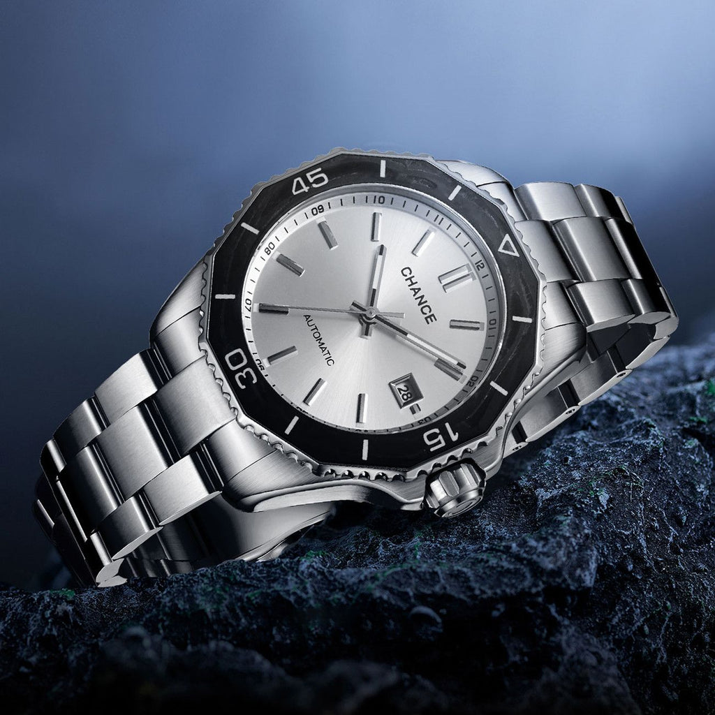 CHANCE Automatic Mechanical Watches Movement 10Bar Waterproof Stainless Steel Sapphire Glass Business Wristwatch Clock 9102