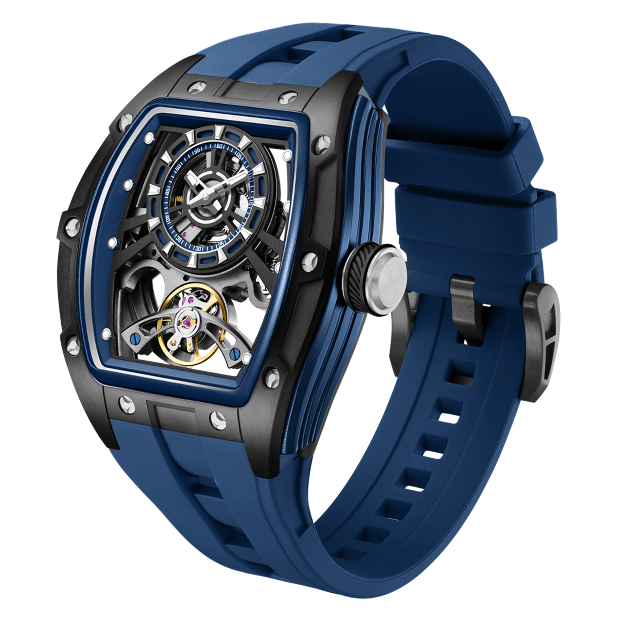 Fashion Automatic Mechanical Watches for Men Waterproof Skeleton Dial Stainless Steel Case Male Wristwatch Clock 9198-6
