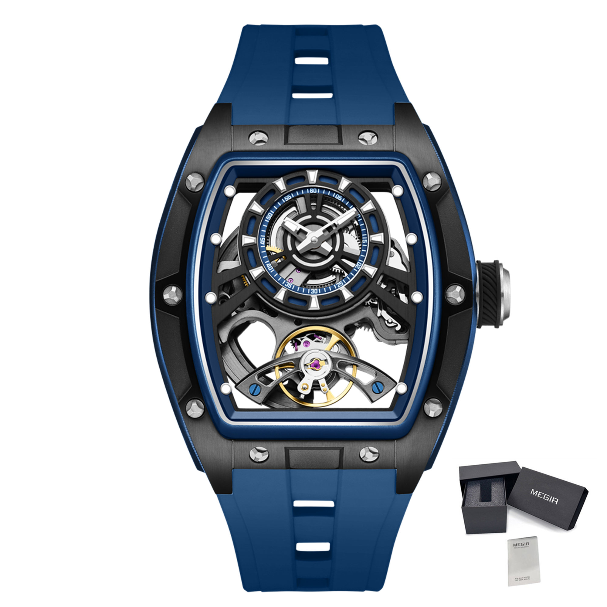 Fashion Automatic Mechanical Watches for Men Waterproof Skeleton Dial Stainless Steel Case Male Wristwatch Clock 9198-6