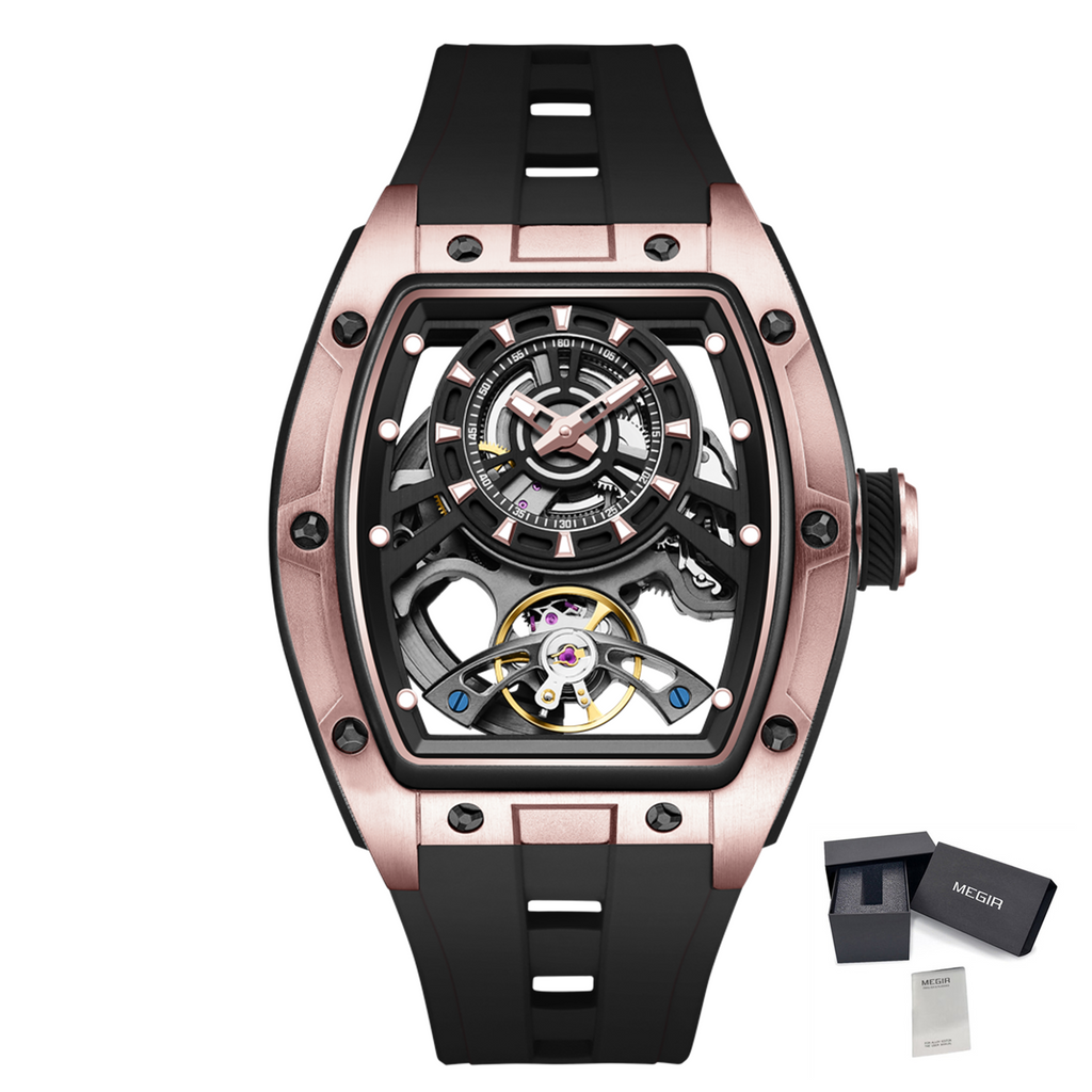 Fashion Automatic Mechanical Watches for Men Waterproof Skeleton Dial Stainless Steel Case Male Wristwatch Clock 9198-6