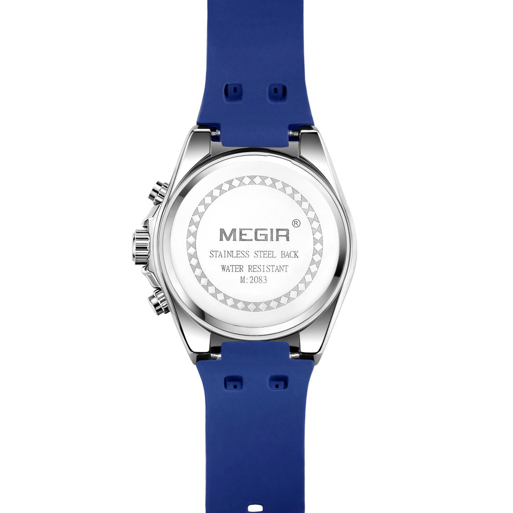 MEGIR Fashion Men Watches Silicone Strap Sport Military Watch Chronograph Waterproof Male Wristwatch Clock Montre Homme 2083-12